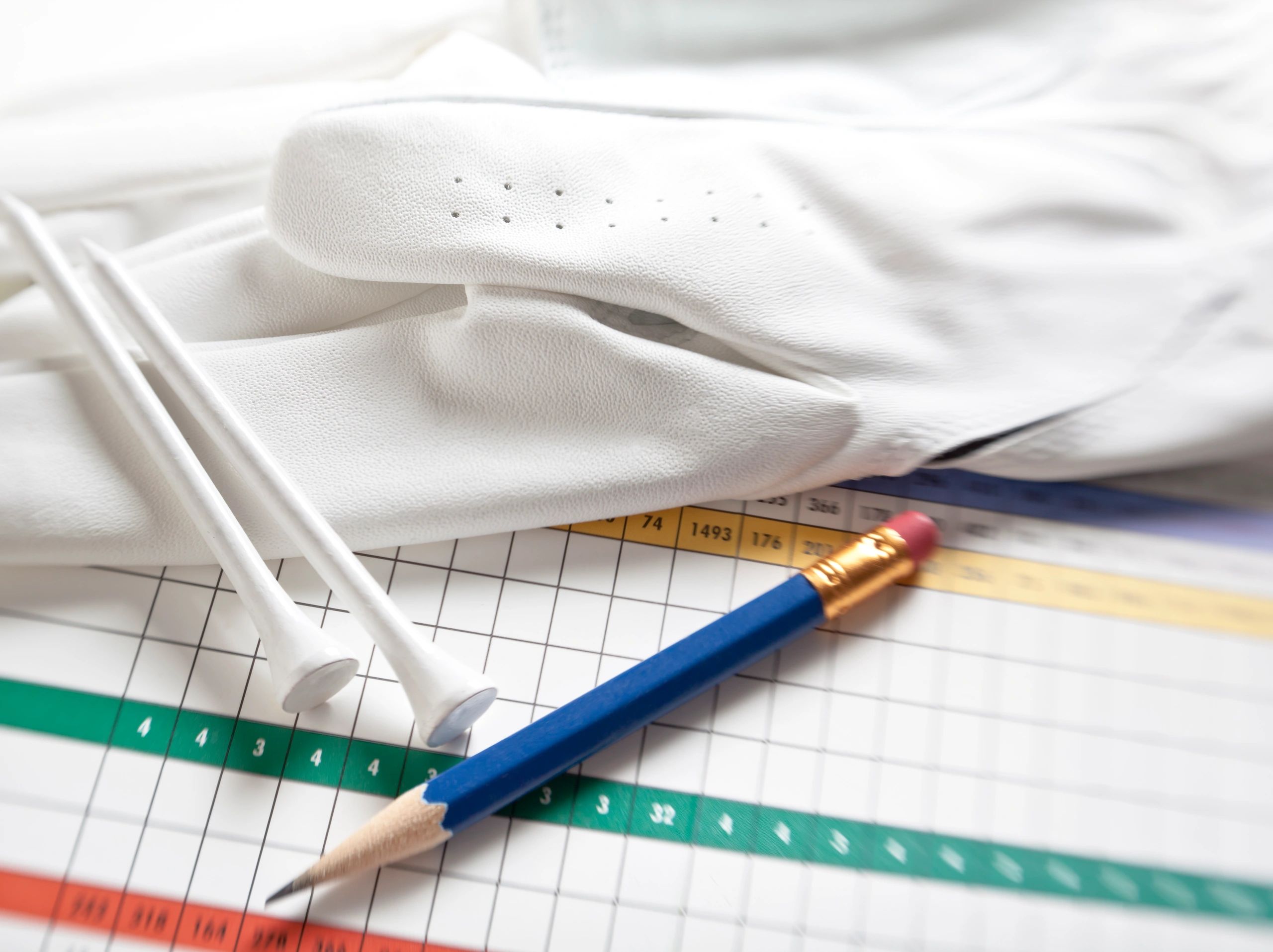 Golf accessories and scorecard detail