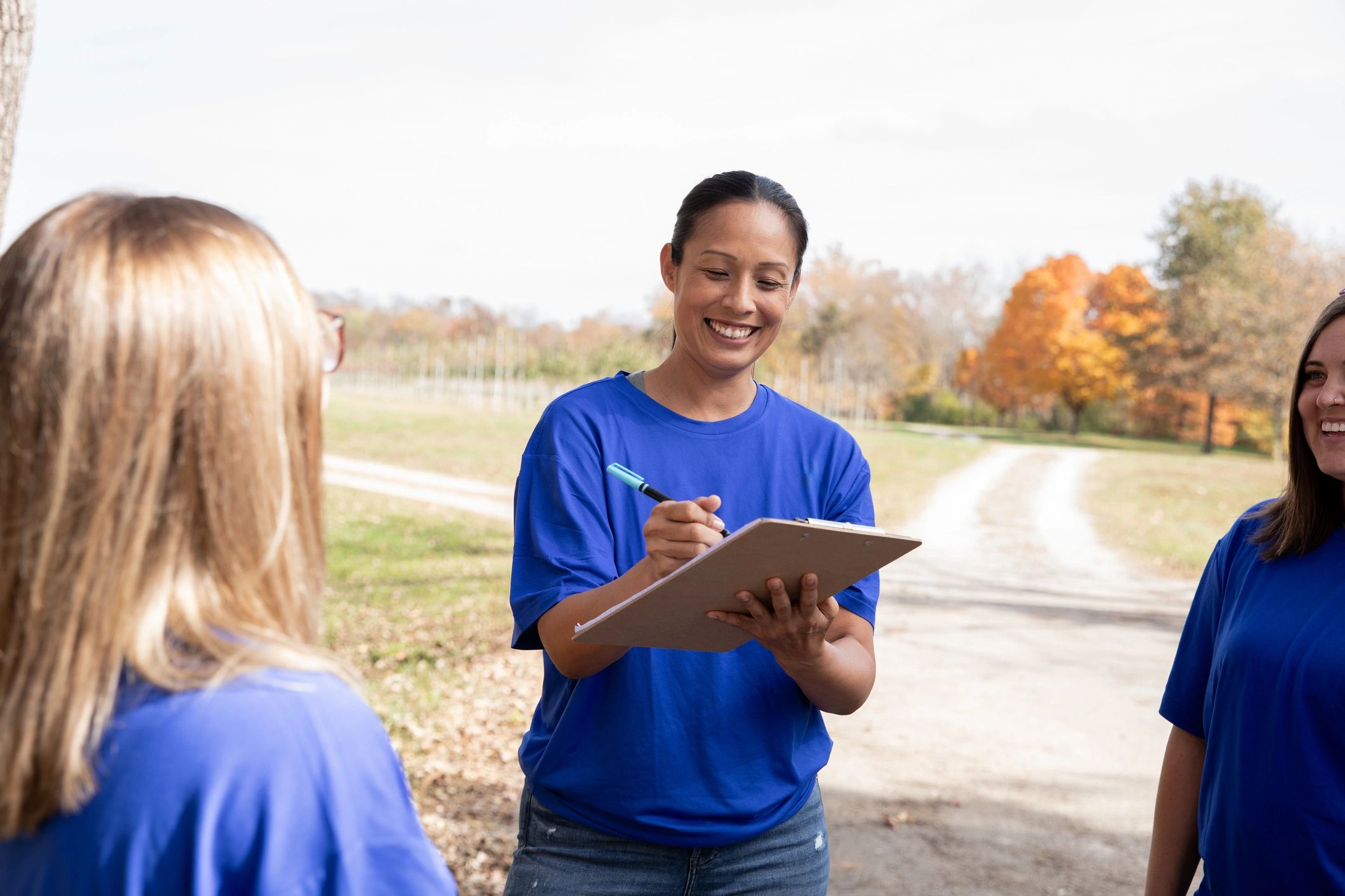 Volunteer sign-up event with people at a table